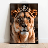 Crowned Lioness | Royal Wildlife Wall Art Print - A4 – 21x29cm (8x12’’) - Print